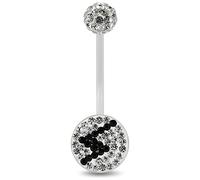 AZARIO LONDON Black Lightning Bolt Multi Crystal Stone Base with Ferido Crystal Ball Top 14 Gauge Transparent Bio Flexible Pregnancy Belly Bar Piercing