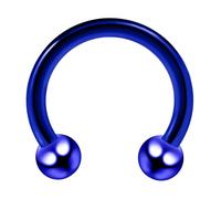 AZARIO LONDON Blue Anodized 316L Surgical steel 14 Gauge (1.6mm) - 12mm Diameter Circular Barbell with 3mm Ball - Septum Ring - Anodized Tragus Piercing - Anodized Horseshoe Body Jewellery
