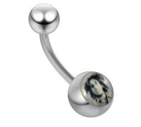 AZARIO LONDON Bob Marley Print 316L Surgical Steel 14 Gauge Banana Belly Bar Jewellery