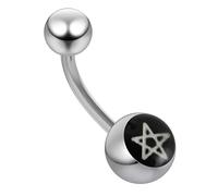 AZARIO LONDON Celtic Star on Black Background 316L Surgical Steel 14 Gauge Banana Belly Bar Jewellery