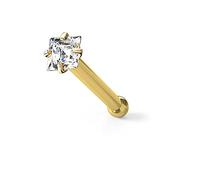 AZARIO LONDON Claw Set 3MM Square CZ Stone 20 Gauge Gold Anodized 316L Surgical Steel Ball End Nose Stud Piercing Jewellery