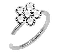 AZARIO LONDON Clear Multi Crystal Stones Flower 20 Gauge 925 Sterling Silver Seamless Continuous Nose Hoop Ring