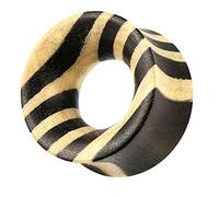 AZARIO LONDON Double Flared Stripe Organic Iron and Crocodile Wood Tunnel Plug/Wooden Ear Stretcher Gauges/Double Flared Gauge/Plugs and Tunnels/Wood Plugs - Sold by Piece