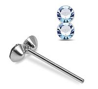 AZARIO LONDON Double Round Lavender Crystal Stone Top 22 Gauge 925 Sterling Silver Straight Nose Stud Piercing