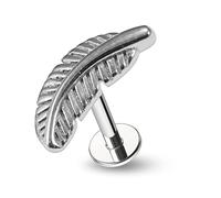AZARIO LONDON Embossed Plain Feather 16 Gauge Surgical Steel Tragus Labret Cartilage Helix Piercing Ear Stud Jewellery