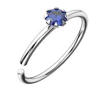 AZARIO LONDON Flower Set Dark Blue Crystal Rainbow Gemstone 22 Gauge - 6mm Diameter 925 Sterling Silver Nose Ring Hoop - Nostril Piercing Ring- Sterling Silver Nose Ring