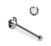 AZARIO LONDON Four Claw Set Tiny Clear Crystal Stone Top 22 Gauge 925 Sterling Silver Nose Bone Stud Piercing