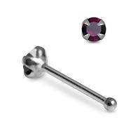 AZARIO LONDON Four Claw Set Tiny Purple Crystal Stone Top 22 Gauge 925 Sterling Silver Nose Bone Stud Piercing