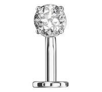 AZARIO LONDON G23 Grade Titanium Claw Set 5mm Round Cz Stone Push Fit Top 14 Gauge - 10mm Length Labret Floating Belly Bar - Flat Back Navel Piercing jewellery