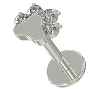 AZARIO LONDON G23 Grade Titanium Dog Paw with Cz Stone Top 16 Gauge - 10mm Length Push Fit Labret - Tragus Bar Piercing - Labret Stud Helix - Tragus Earring