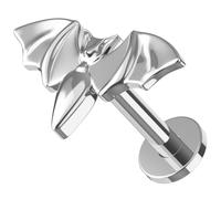 AZARIO LONDON G23 Grade Titanium Embossed Bat Design Top 16 Gauge - 7mm Length Push Fit Labret - Tragus Bar Piercing - Labret Stud Helix - Tragus Earring