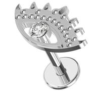 AZARIO LONDON G23 Grade Titanium Evil's Eye with Cz Stone Center Design Top 16 Gauge - 6mm Length Push Fit Labret - Tragus Bar Piercing - Labret Stud Helix - Tragus Earring