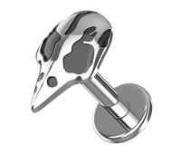 AZARIO LONDON G23 Grade Titanium Plain Embossed Raven Mask Design Push Fit Top 16 Gauge - 7mm Length Lip Labret - Tragus Bar Piercing - Labret Stud Helix - Tragus Earring