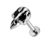 AZARIO LONDON G23 Grade Titanium Plain Embossed Raven Mask Design Push Fit Top 18G, 16G 6mm, 7mm, 8mm, 9mm, 10mm Lip Labret - Tragus Bar Piercing - Labret Stud Helix - Tragus Earring