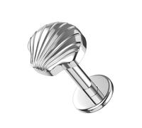 AZARIO LONDON G23 Grade Titanium Plain Embossed Seashell Design Push Fit Top 16 Gauge - 6mm Length Lip Labret - Tragus Bar Piercing - Labret Stud Helix - Tragus Earring