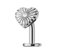 AZARIO LONDON G23 Grade Titanium Plain Embossed Stripe Heart Push Fit Top 14 Gauge - 10mm Length Labret Floating Belly Bar - Flat Back Navel Piercing jewellery