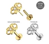 AZARIO LONDON G23 Grade Titanium Spider with Cz Stone Design Top 16 Gauge - 10mm Length Push Fit Labret - Tragus Bar Piercing - Labret Stud Helix - Tragus Earring