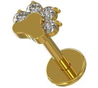 AZARIO LONDON Gold Anodized G23 Grade Titanium Dog Paw with Cz Stone Top 18 Gauge - 10mm Length Push Fit Labret - Tragus Bar Piercing - Labret Stud Helix - Tragus Earring