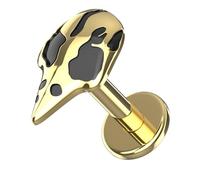 AZARIO LONDON Gold Anodized G23 Grade Titanium Plain Embossed Raven Mask Design Push Fit Top 16 Gauge - 6mm Length Lip Labret - Tragus Bar Piercing - Labret Stud Helix - Tragus Earring