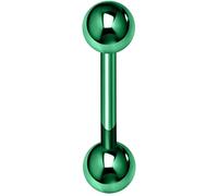 AZARIO LONDON Green Anodized G23 Grade Titanium 14 Gauge - 14mm Length Straight Barbell with 5mm Ball Tongue Bar Piercing Jewellery