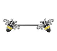 AZARIO LONDON Honey Bee Cz Stone Nipple Bar- Nipple Piercing Bar- Nipple Jewelry- 14G Nipple Ring