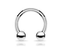 AZARIO LONDON Horseshoe Barbell- Septum Ring/Eyebrow Ring/Cartilage Earring- Surgical Steel Circular Barbell- 16G - 6mm Diameter with 2mm Ball Septum Ring