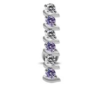 AZARIO LONDON Lavender Crystal Stones Stone Reverse Bar Sterling Silver Belly Bars Piercing