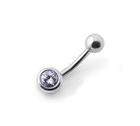 AZARIO LONDON Lavender Jeweled Full Set Fancy Round Sterling Silver Belly Bars Piercing