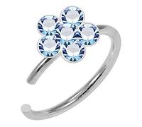 AZARIO LONDON Lavender Multi Crystal Stones Flower 20 Gauge 925 Sterling Silver Seamless Continuous Nose Hoop Ring