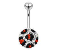 AZARIO LONDON Leopard Pattern Multi Crystal Stone 14 Gauge 316L Surgical Steel Belly Bar Jewellery