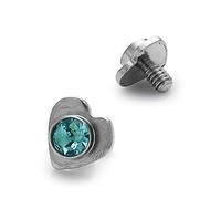 AZARIO London Light Blue Crystal Stone Heart 316L Surgical Steel Internally Threaded Top Micro Dermal Anchor Piercing Jewellery