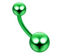 AZARIO LONDON Light Green Anodized G23 Grade Solid Titanium 14 Gauge Banana with 5/8MM Ball Belly Bar Piercing