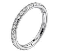 AZARIO LONDON Micro Setting CZ Stones 16 Gauge - 11mm Diameter 316L Surgical Steel Clicker Hinged Segment Ring- Septum Clicker- Ear Cartilage Hoop- Cz Stone Nose Hoop - Lip Ring Body Jewellery