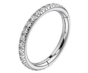 AZARIO LONDON Micro Setting CZ Stones 16 Gauge - 11mm Diameter 316L Surgical Steel Clicker Hinged Segment Ring- Septum Clicker- Ear Cartilage Hoop- Cz Stone Nose Hoop - Lip Ring Body Jewellery