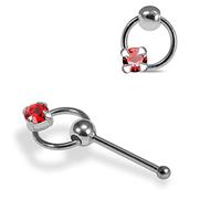 AZARIO LONDON Moving Ring with Claw Set Red Crystal Stone Top 22 Gauge 925 Sterling Silver Nose Bone Stud Piercing Jewellery