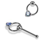 AZARIO LONDON Moving Ring with Heart Lavender Crystal Stone Top 22 Gauge 925 Sterling Silver Nose Bone Stud Piercing