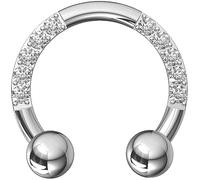AZARIO LONDON Multi Cz Gemstones 16 Gauge - 8mm Diameter G23 Grade Titanium HorseShoe, CBB/Cartilage Ring/Rook/Helix/Septum - Piercing Jewellery