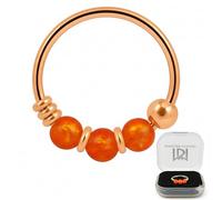 AZARIO LONDON Open Hoop Nose Ring with Triple Orange Opal Stone 22 Gauge (0.6MM) - 8mm Diameter Rose Gold Plated 925 Sterling Silver Jewellery