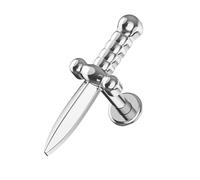 AZARIO LONDON Plain Embossed Dagger Internally Threaded 16 Gauge Implant Grade Titanium Labret-Cartilage-Tragus Earring - Helix Stud-Conch Piercing Stud- Titanium Stud