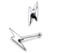 AZARIO LONDON Plain Lightning Bolt Top 22 Gauge 925 Sterling Silver Nose Bone Stud Piercing