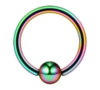 AZARIO LONDON Rainbow Anodized 16 Gauge - 12MM Diameter 316L Surgical Steel Captive Bead Ring with 3mm Ball Nose Ring Septum Piercing Jewellery