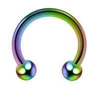 AZARIO LONDON Rainbow Anodized 316L Surgical steel 16 Gauge (1.2mm) - 6mm Diameter Circular Barbell with 3mm Ball - Septum Ring - Anodized Tragus Piercing - Anodized Horseshoe Body Jewellery