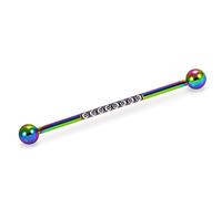 AZARIO LONDON Rainbow Anodized 8 Cz Stones Line 14 Gauge 316L Surgical Steel industrial Piercing Barbell Cartilage Ear Piercing Jewellery