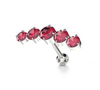 AZARIO LONDON Red 5 CZ Stones in Curve Shaped Sterling Silver Tragus Cartilage Helix Piercing - Sold by Piece