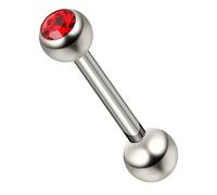 AZARIO LONDON Red Crystal Stone G23 Grade Titanium Single 3mm Stone Ball with 16 Gauge - 12mm Length Straight Barbell - Eyebrow Bar - Tragus Piercing - Helix Piercing Jewellery