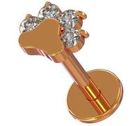 AZARIO LONDON Rose Gold Anodized G23 Grade Titanium Dog Paw with Cz Stone Top 18 Gauge - 6mm Length Push Fit Labret - Tragus Bar Piercing - Labret Stud Helix - Tragus Earring