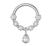 AZARIO LONDON Square and Round with Teardrop Cz Stones Dangling 316L Surgical Steel 16 Gauge - 8mm Diameter Hinged Clicker Segment Ring - Hoop Cartilage - Daith Hoop - Piercing Jewellery