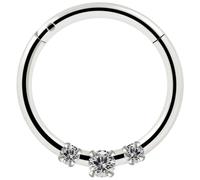 AZARIO LONDON Tri Claw Set Cz Stones Gold Plated 925 Sterling Silver 16 Gauge - 8mm Diameter Hinged Clicker Segment Ring - Hoop Cartilage - Daith Hoop - Piercing Jewellery