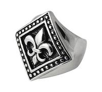 AZARIO LONDON Tribal Fleur de lis in Diamond Shape Shield Stainless Steel Biker Men Finger Ring - Size 9 (Size R)