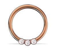 AZARIO LONDON Triple Pearl Balls 16 Gauge - 9mm Diameter Rose Gold Anodized Surgical Steel Hinged Segment Ring Helix Cartilage Earring Tragus Hoop Ring Piercing Jewellery